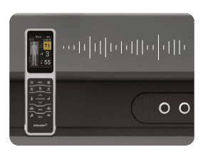 音声ガイドの波形と並んだマスターV4のリモコン